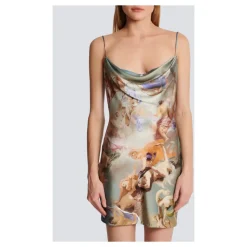 Abito babydoll in raso con stampa Sky