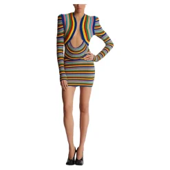Abito corto in maglia arrotolata multicolore