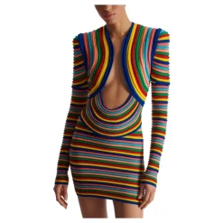Abito corto in maglia arrotolata multicolore