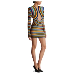 Abito corto in maglia arrotolata multicolore