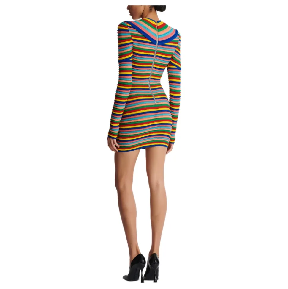 Abito corto in maglia arrotolata multicolore