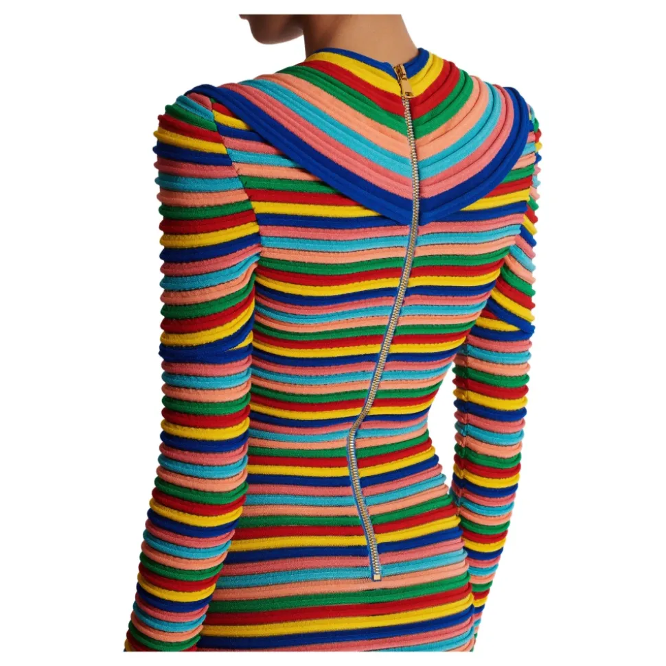 Abito corto in maglia arrotolata multicolore