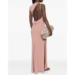 Abito Lungo con Cut-Out e Drappeggio