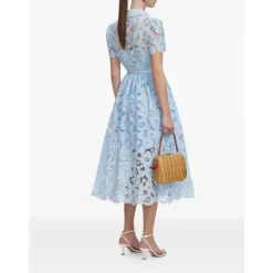 Abito Midi con Colletto in Pizzo