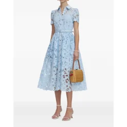 Abito Midi con Colletto in Pizzo