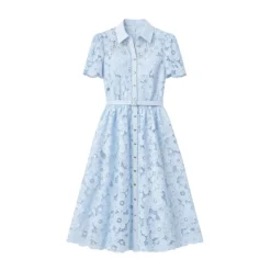 Abito Midi con Colletto in Pizzo