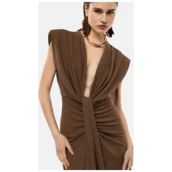 Abito Midi con Nodo Drappeggiato