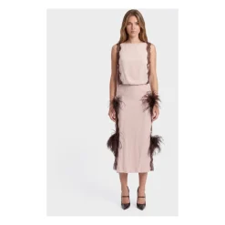 Abito Midi Romina Con Piume