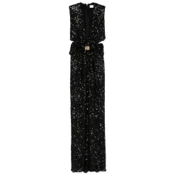 Abito Nero Senza Maniche con Scollo a V e Dettagli Cut-Out