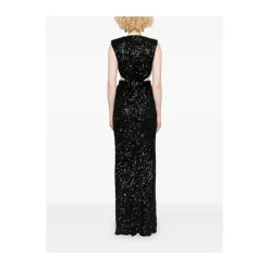 Abito Nero Senza Maniche con Scollo a V e Dettagli Cut-Out