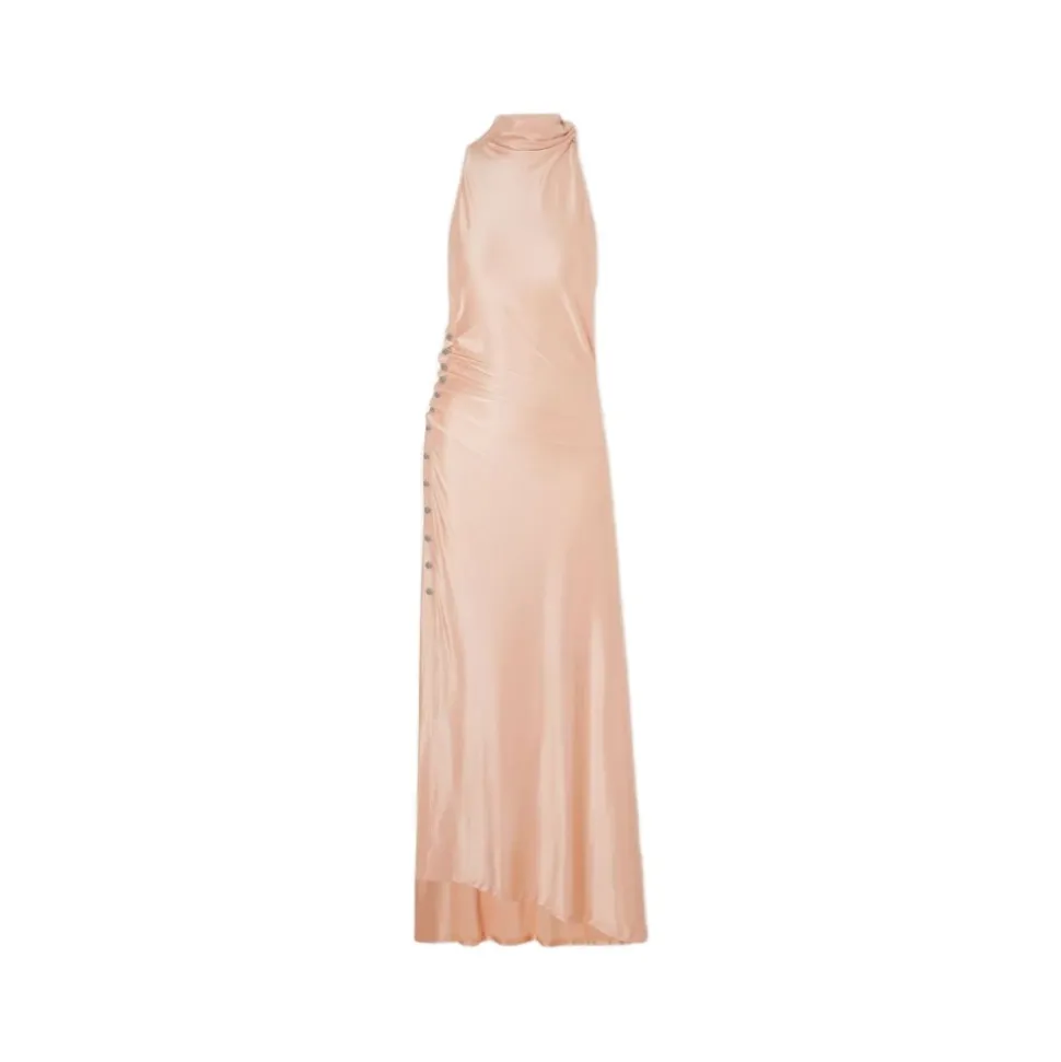 Abito Ruched con Bottone Laterale