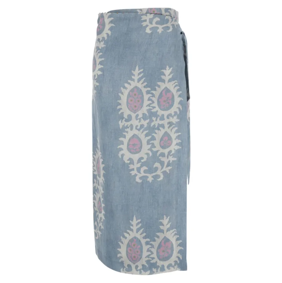Adjustable Knot-Waist Long Linen Skirt