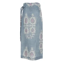 Adjustable Knot-Waist Long Linen Skirt