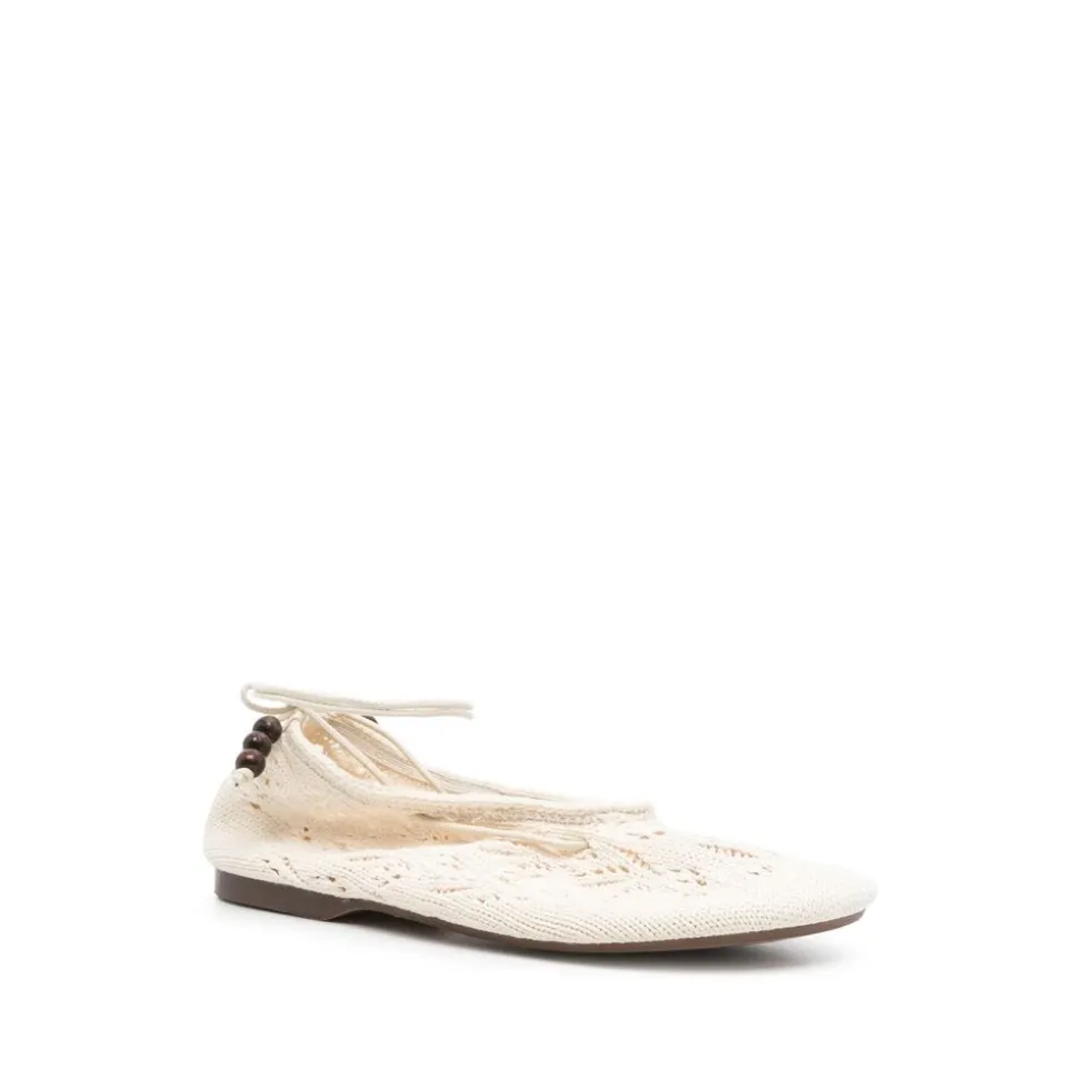 Ballerine con cinturino alla caviglia in pelle bianca