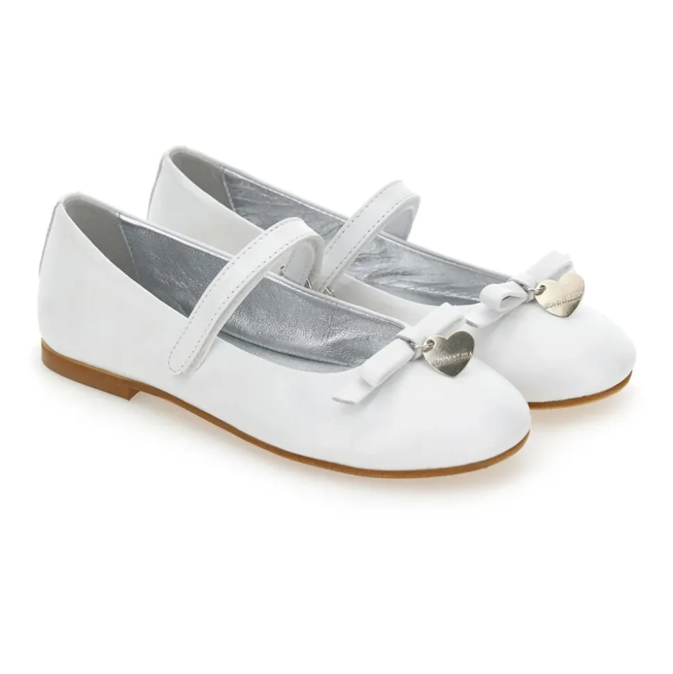 Ballerine in pelle bianca con cinturino alla caviglia