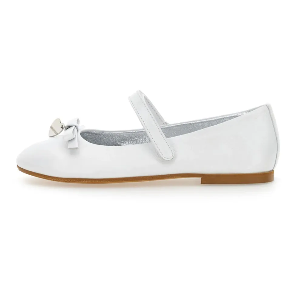 Ballerine in pelle bianca con cinturino alla caviglia