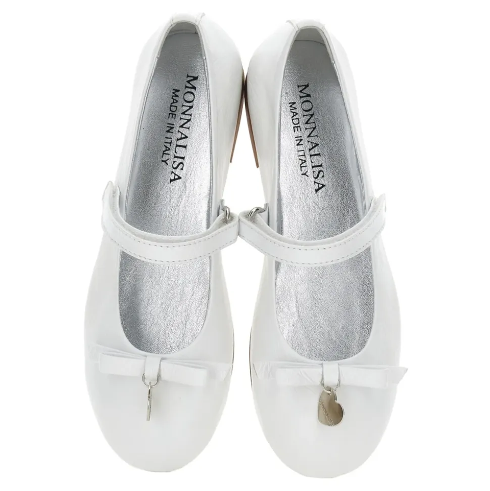 Ballerine in pelle bianca con cinturino alla caviglia