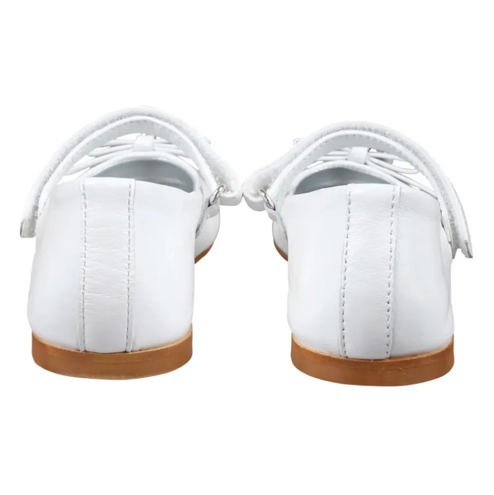 Ballerine in pelle bianca con cinturino alla caviglia