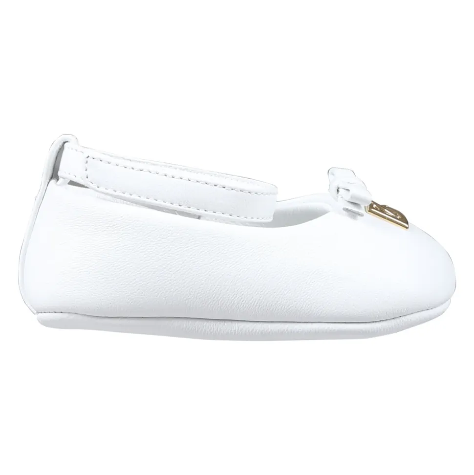 Ballerine in pelle bianca con fiocco