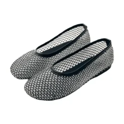 Ballerine in tessuto con brillantini neri