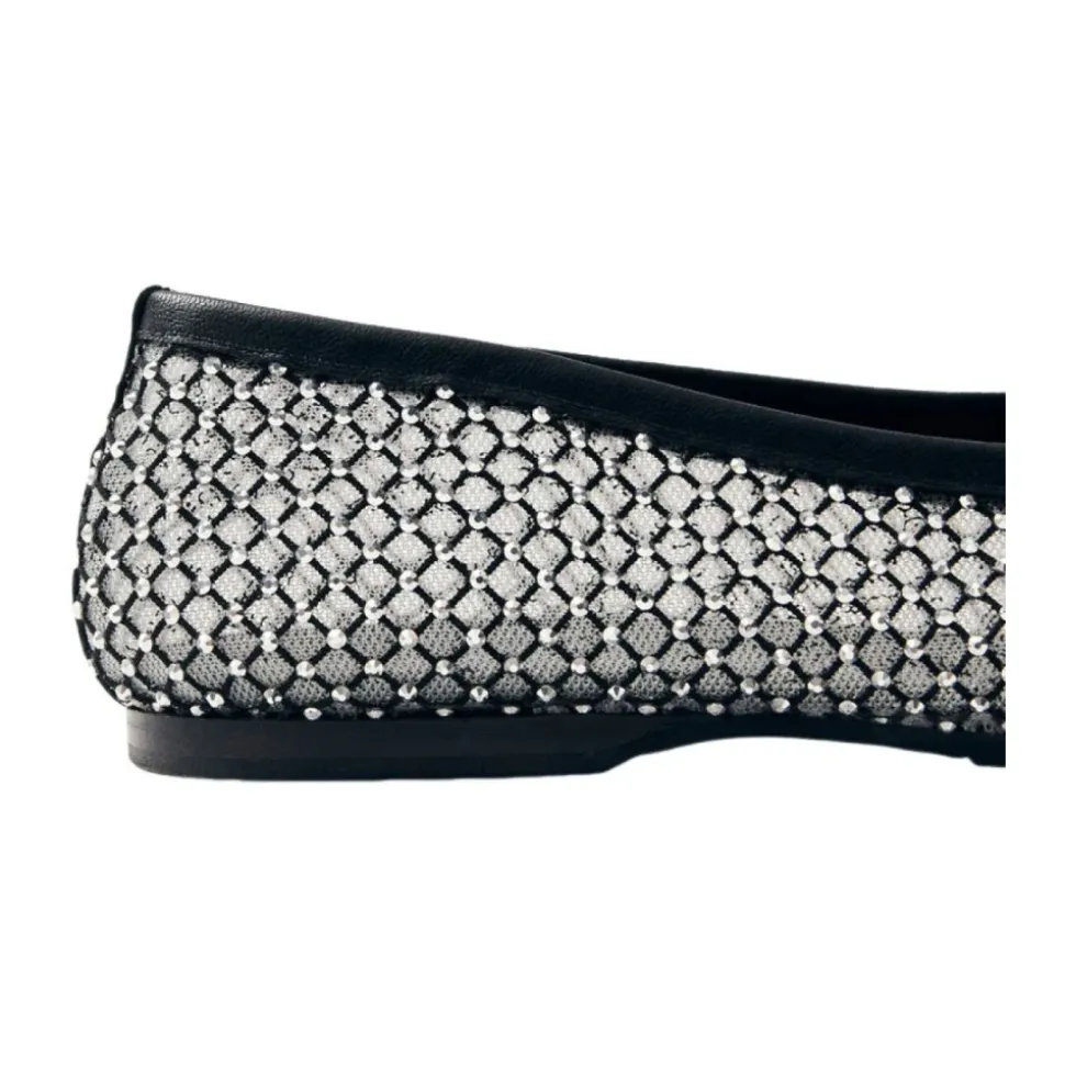 Ballerine in tessuto con brillantini neri