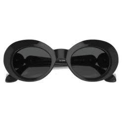 Bambina Occhiali Sole Ovale Nero Lucido