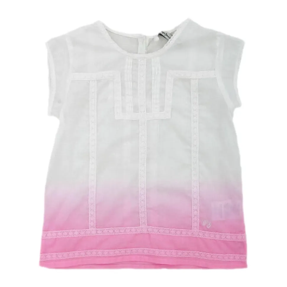 Bambini Camicia Cina, Manica Corta, Bianco/Rosa