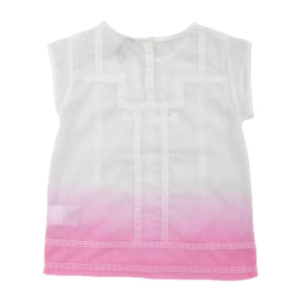 Bambini Camicia Cina, Manica Corta, Bianco/Rosa