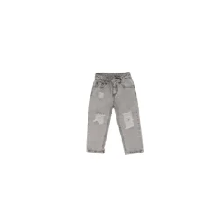 Bambini Jeans Grigi Logo Zip Bottone