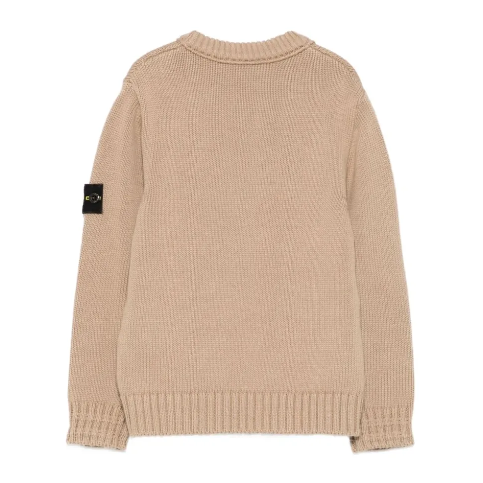 Bambini Maglione Beige Collo a Barca