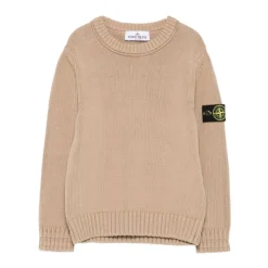 Bambini Maglione Beige Collo a Barca