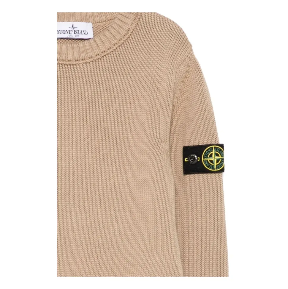 Bambini Maglione Beige Collo a Barca