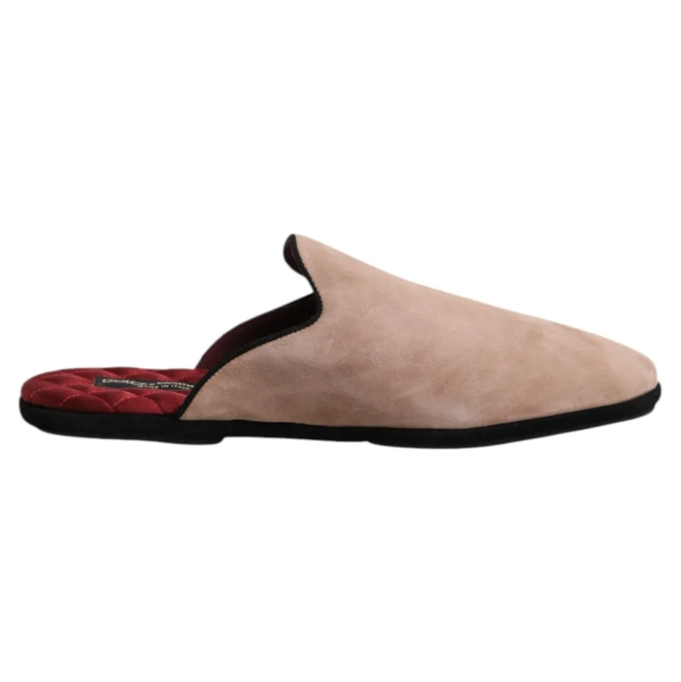 Beige Scivoli in Camoscio Scarpe Piatte