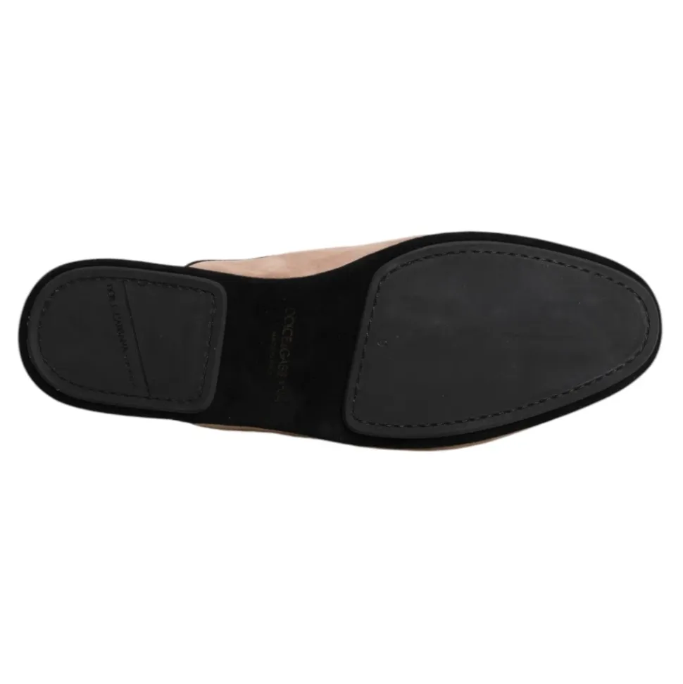 Beige Scivoli in Camoscio Scarpe Piatte