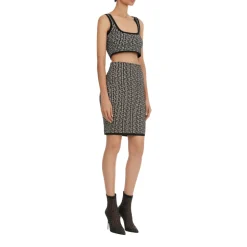 Bicolor Jacquard Knit Skirt