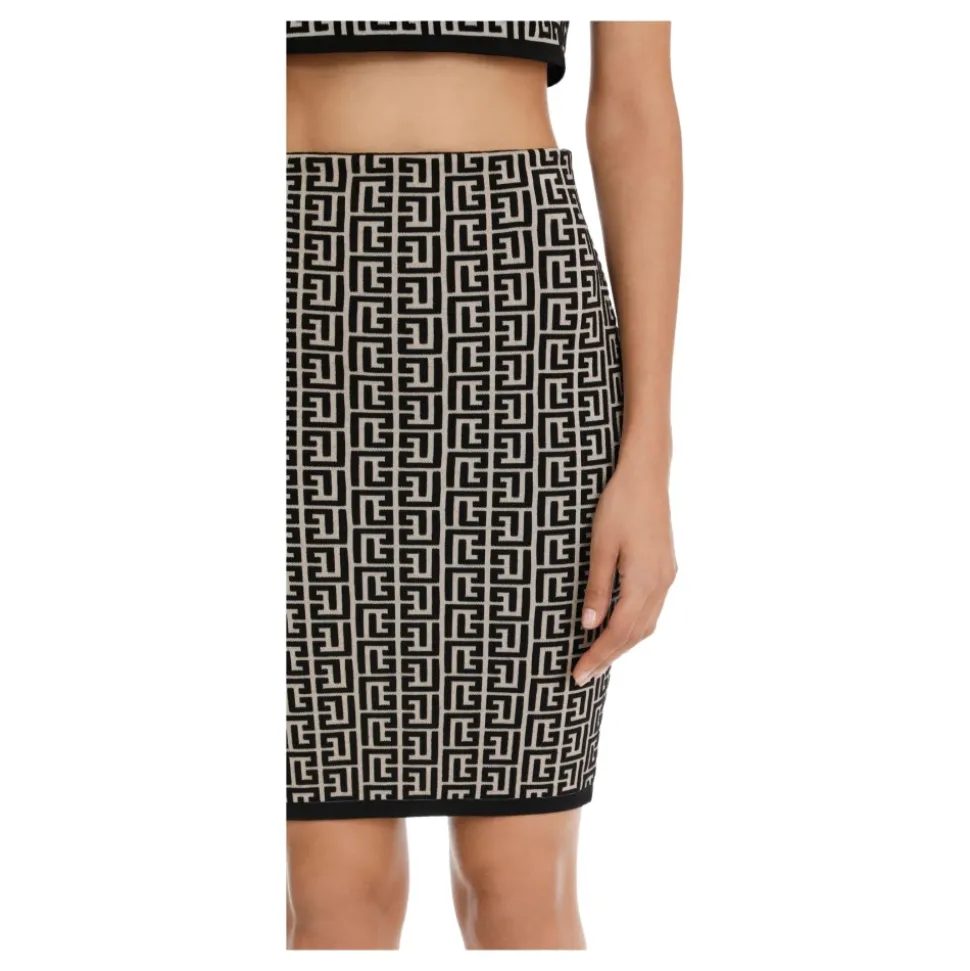 Bicolor Jacquard Knit Skirt