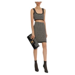 Bicolor Jacquard Knit Skirt