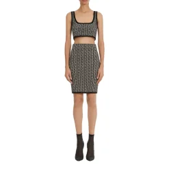 Bicolor Jacquard Knit Skirt