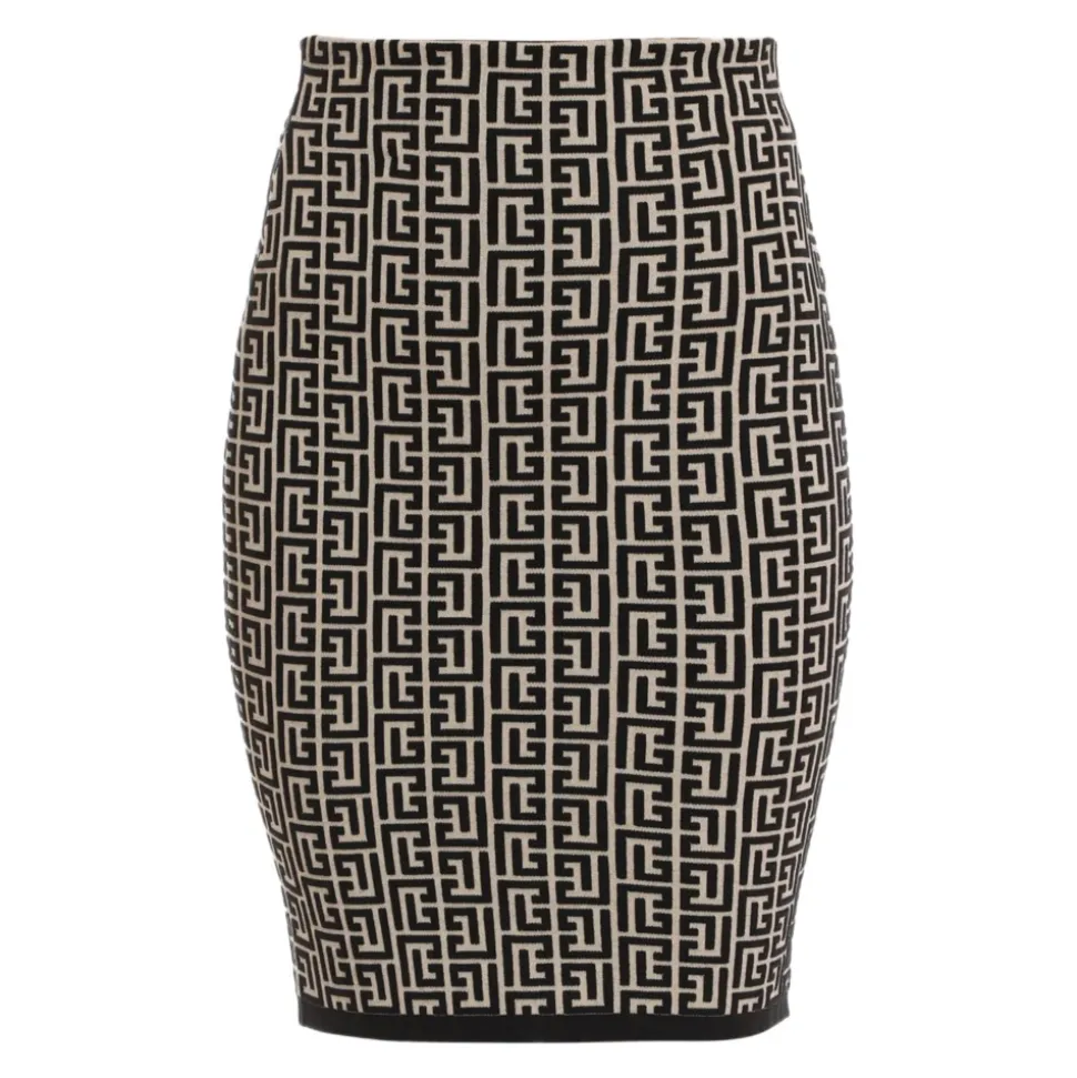 Bicolor Jacquard Knit Skirt