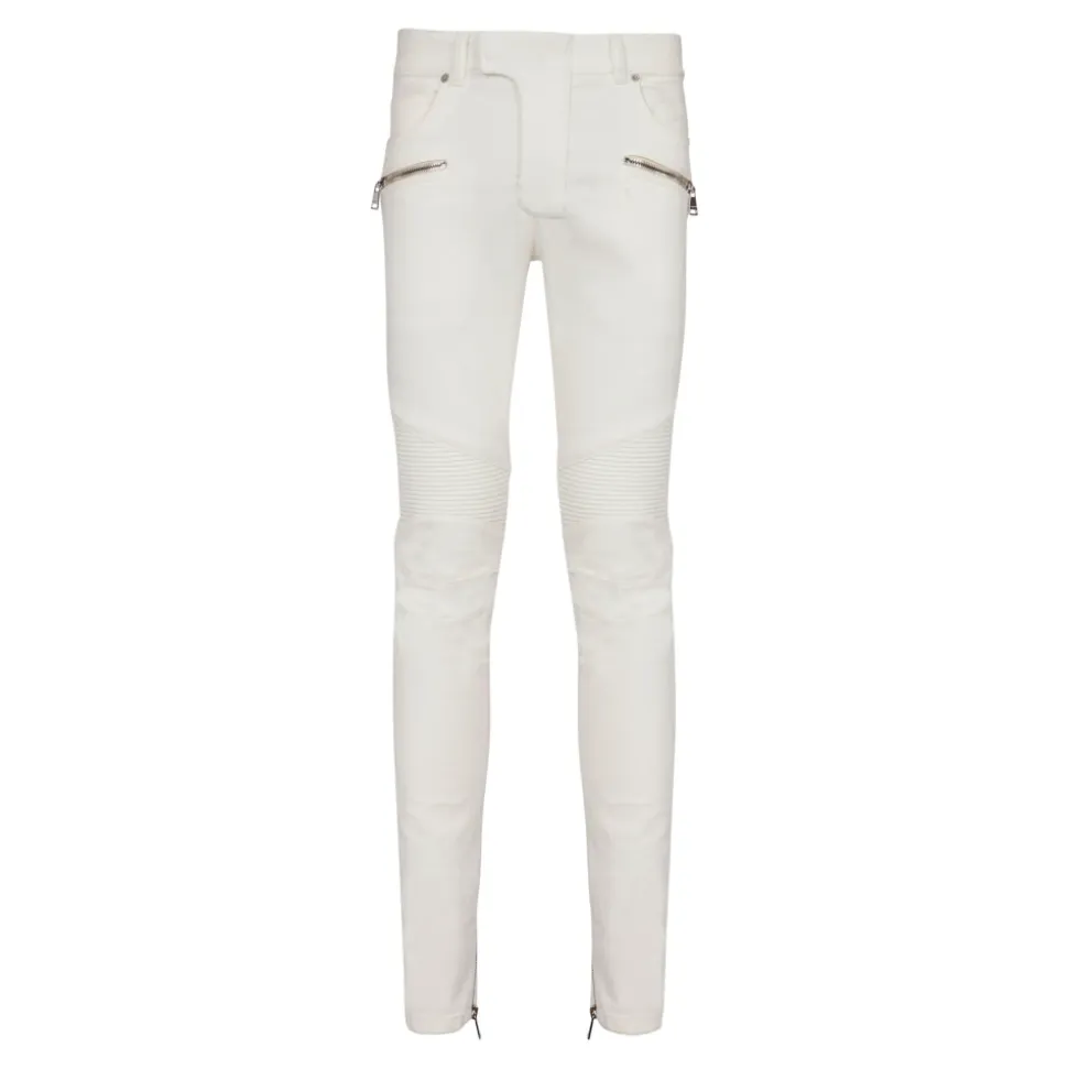 Biker jeans in denim bianco