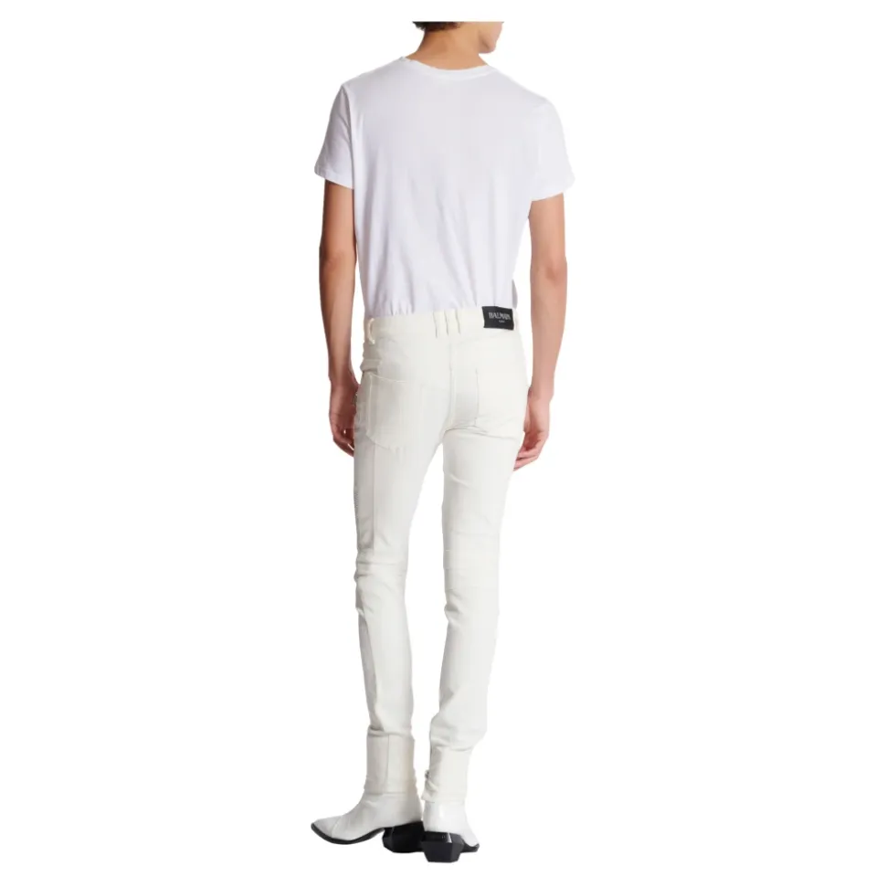 Biker jeans in denim bianco