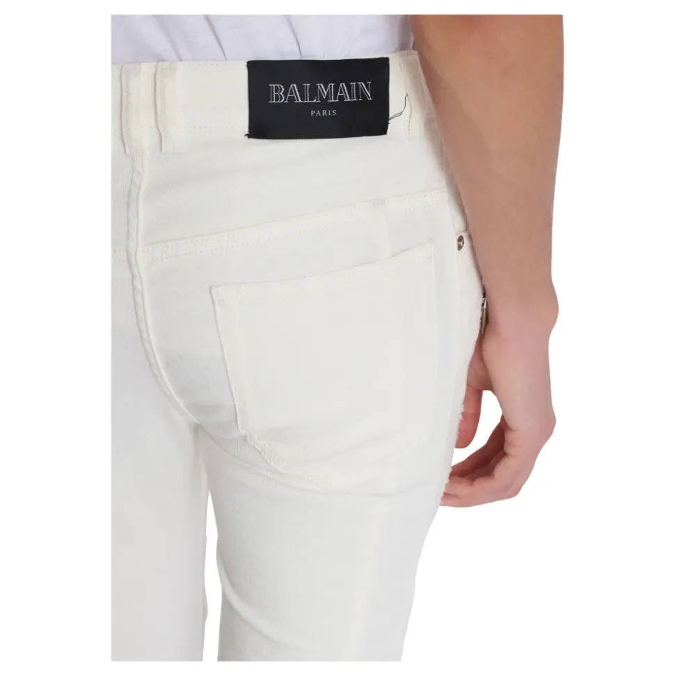 Biker jeans in denim bianco