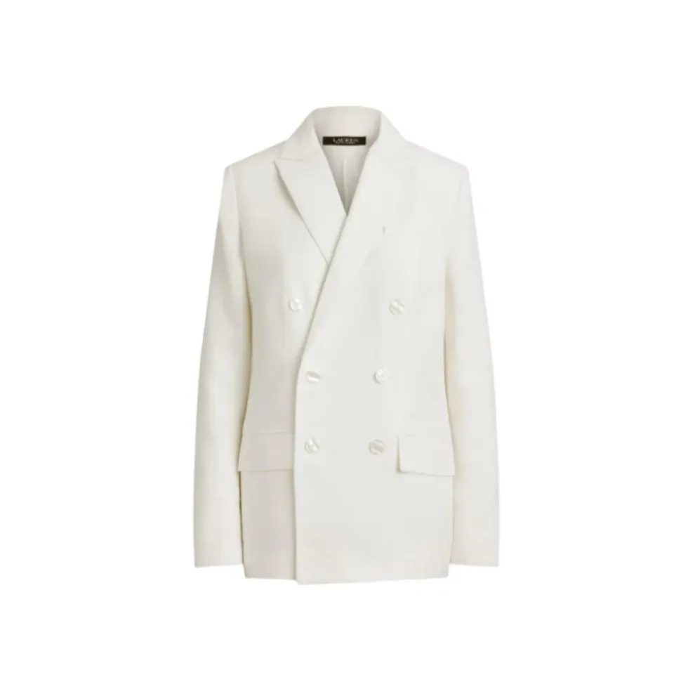 Blazer doppiopetto in twill misto lino