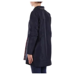 Blu Cappotto Reversibile Logo Frontale Bottone