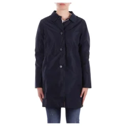 Blu Cappotto Reversibile Logo Frontale Bottone