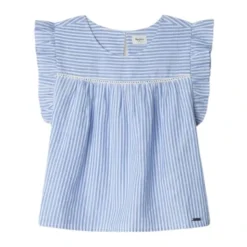 Blusa a righe con maniche a farfalla