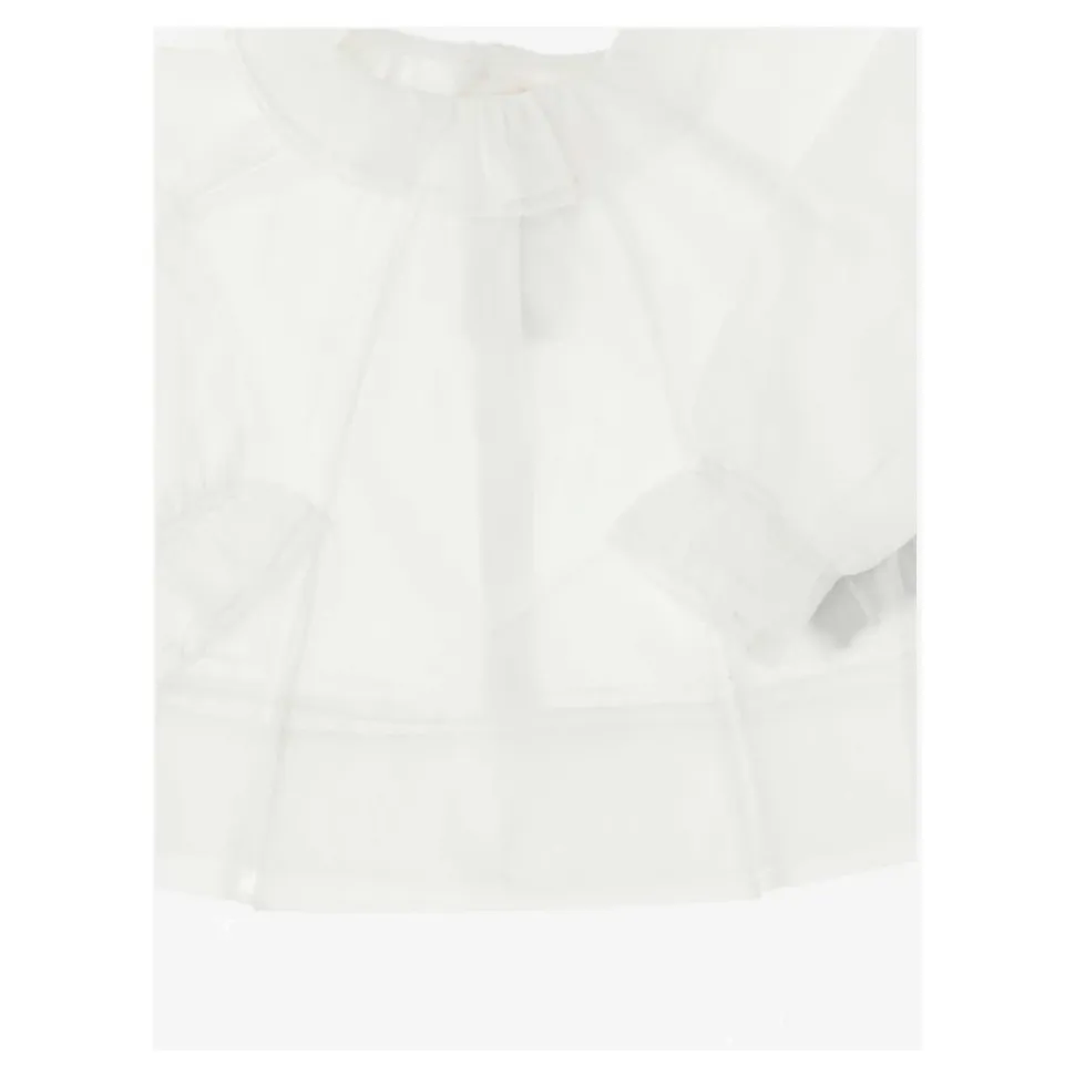 Blusa fatta di puro collare di cotone DETTAGLIO CHIUSA PULTRO