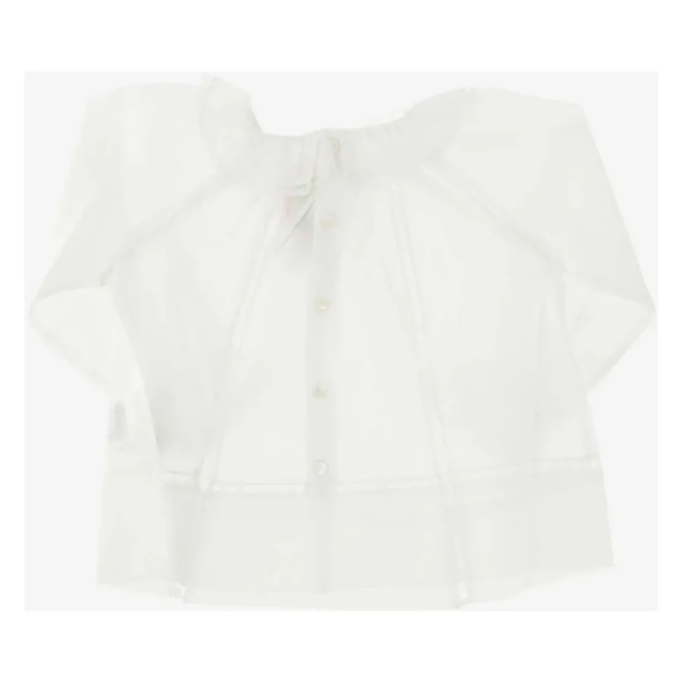 Blusa fatta di puro collare di cotone DETTAGLIO CHIUSA PULTRO
