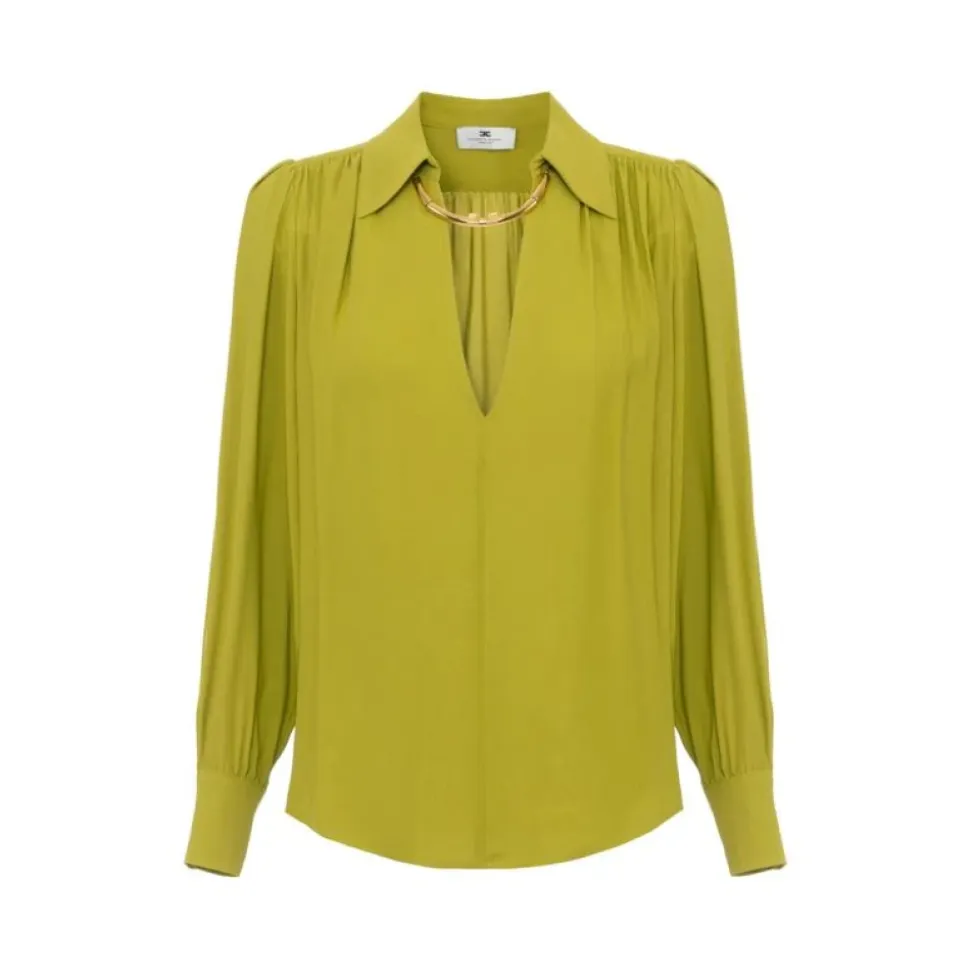 Blusa in georgette con dettaglio gioiello