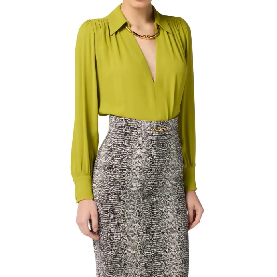 Blusa in georgette con dettaglio gioiello